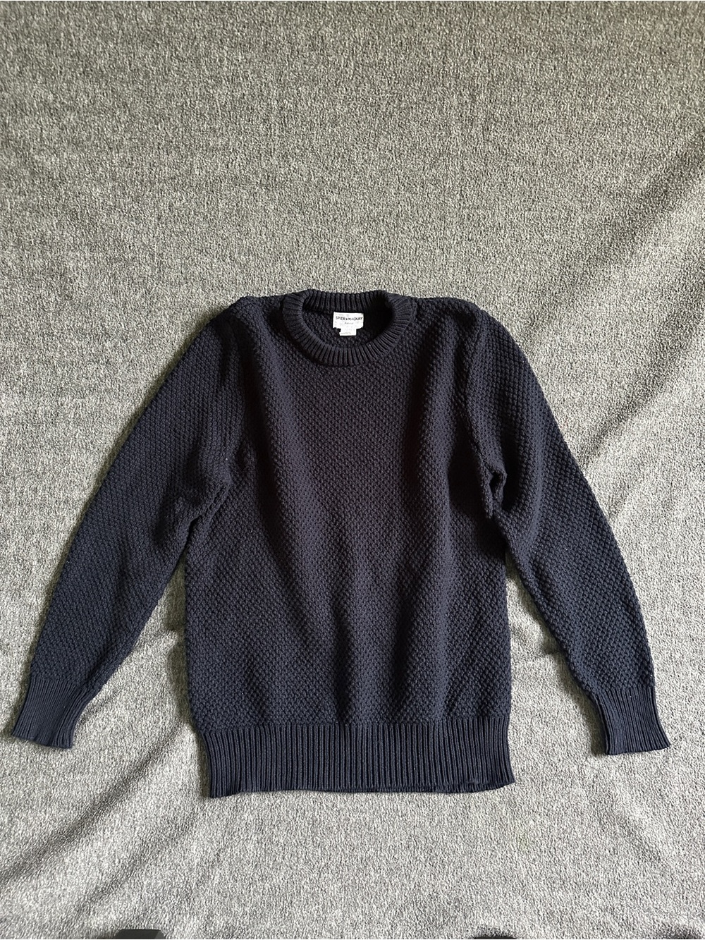 Spier Mackay Navy Crewneck Knit Sweater Fisherman Coastal Grandpa 100% Cotton S